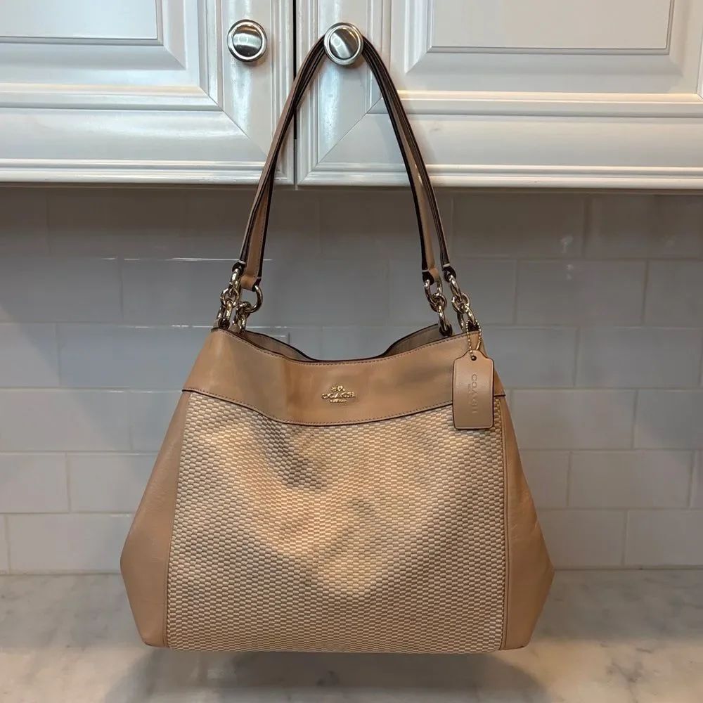 Coach Bag Purse Handbag Lexy Jacquard Canvas & Leather Shoulder Bag